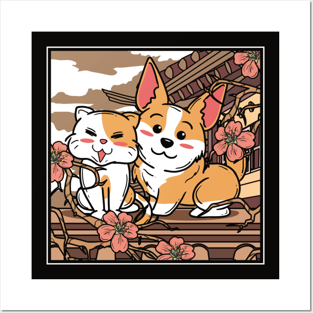 Cat And Dog Are Happy Together Wall Art by unygara